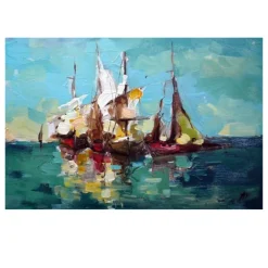 Sailboats Beautiful Abstract Oil Paintings Printed on Canvas - Image 5