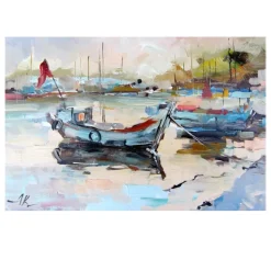 Sailboats Beautiful Abstract Oil Paintings Printed on Canvas - Image 6
