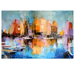 Sailboats Beautiful Abstract Oil Paintings Printed on Canvas - Image 9