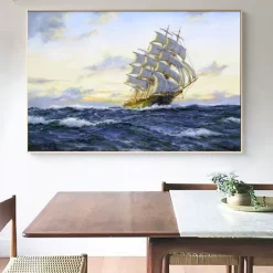Seascape Sailboat Wall Art Painting Printed on Canvas