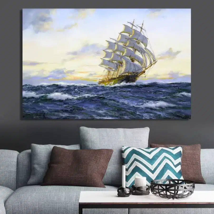 Seascape Sailboat Wall Art Painting Printed on Canvas