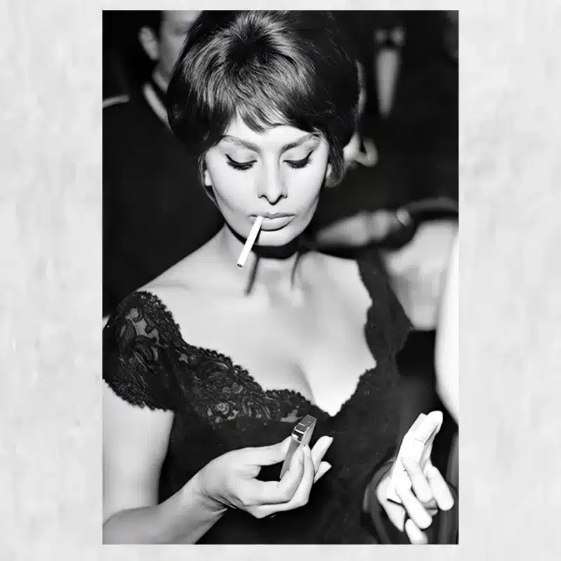 Sophia Loren Black & White Picture Printed on Canvas