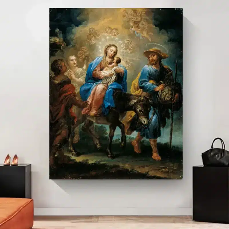 The Flight Into Egypt by Jerónimo Ezquerra Printed on Canvas
