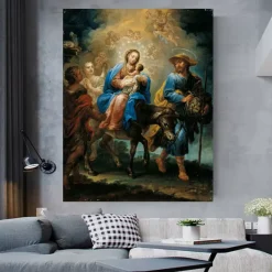 The Flight Into Egypt by Jerónimo Ezquerra Printed on Canvas