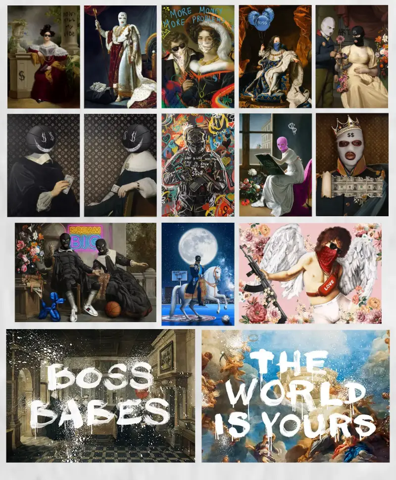 The World is Yours and Masked People Artworks Printed on Canvas