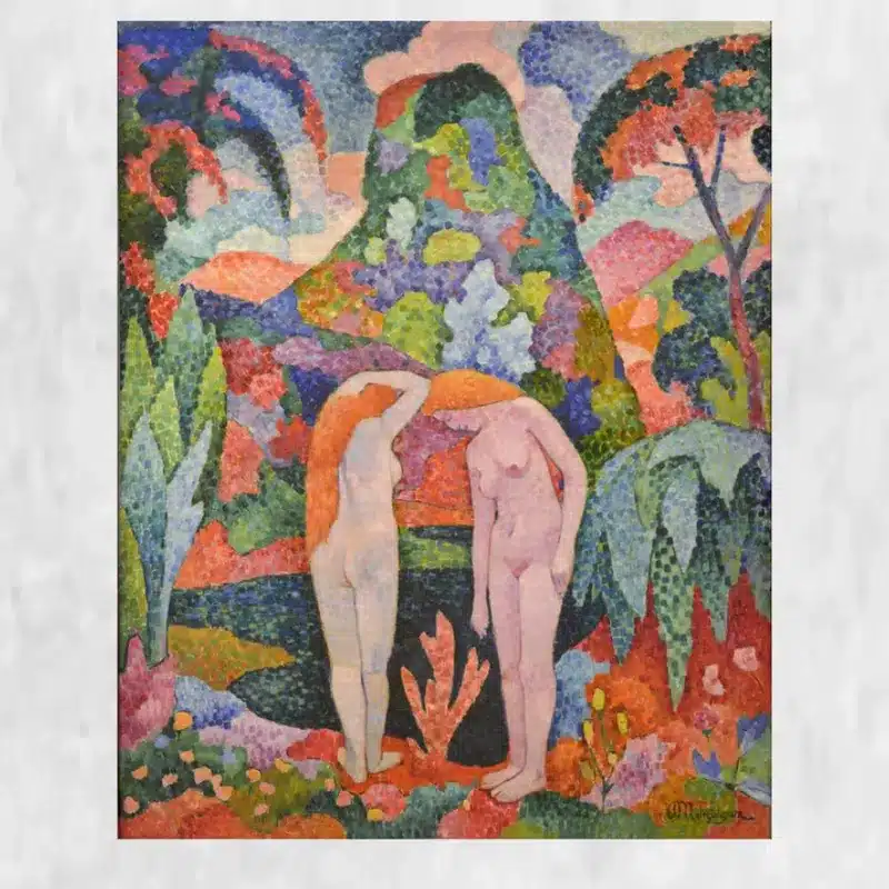 Two Nudes in an Exotic Landscape by Jean Metzinger Printed on Canvas