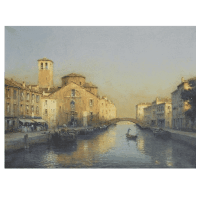 Water Town Venice Paintings Printed on Canvas - Image 4