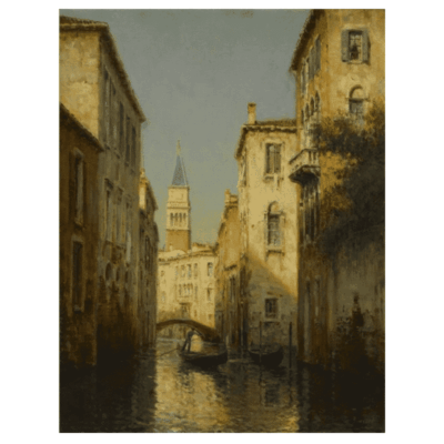 Water Town Venice Paintings Printed on Canvas - Image 17