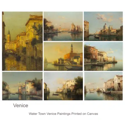 Water Town Venice Paintings Printed on Canvas