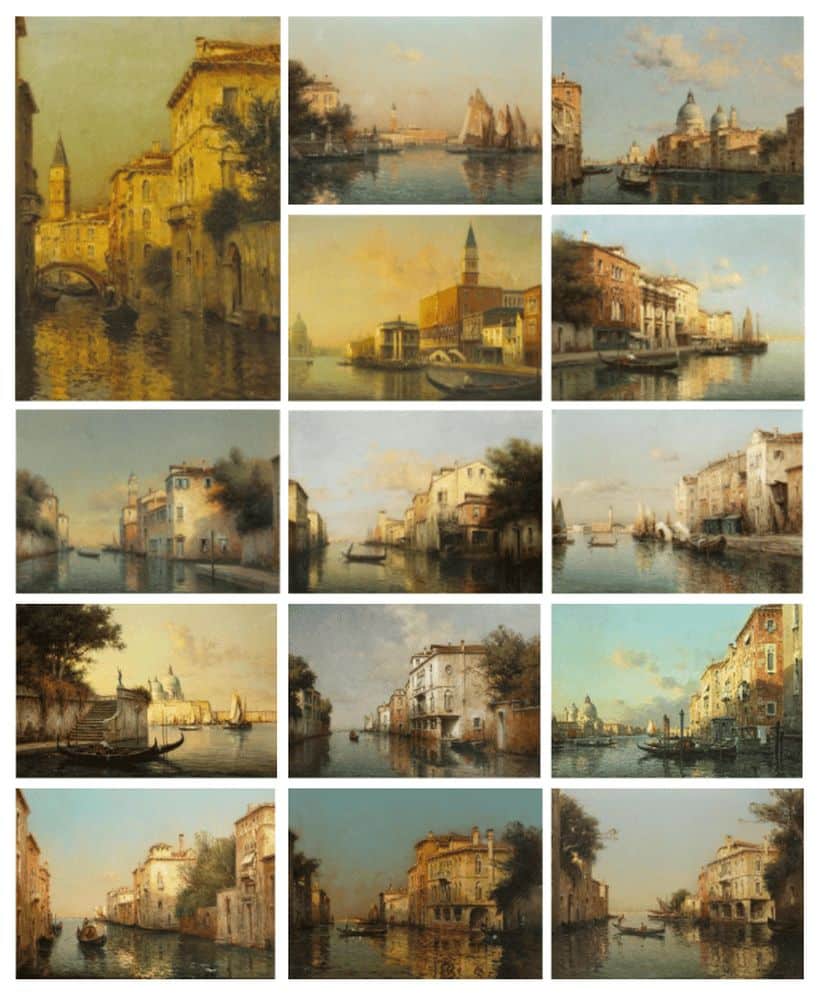 Water Town Venice Paintings Printed on Canvas