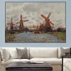 Windmill Near Zaandam by Claude Monet Oil Painting Printed on Canvas