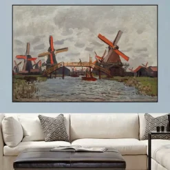 Windmill Near Zaandam by Claude Monet Oil Painting Printed on Canvas