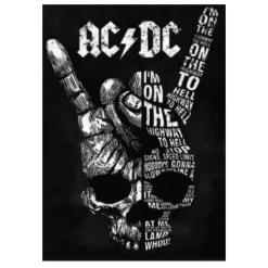 AC DC Logo with Gun and Skeleton Paintings Printed on Canvas - Image 2