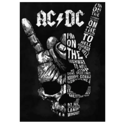 AC DC Logo with Gun and Skeleton Paintings Printed on Canvas - Image 2