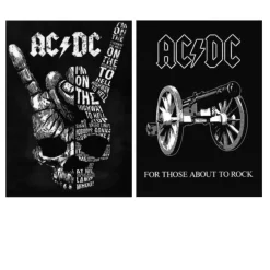 AC DC Logo with Gun and Skeleton Paintings Printed on Canvas - Image 4