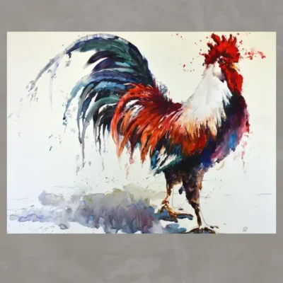 Abstract Rooster Painting Printed on Canvas - Image 3