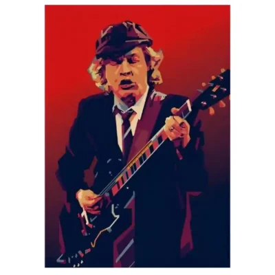 Angus Young AC DC Guitarist Artwork Printed on Canvas - Image 2