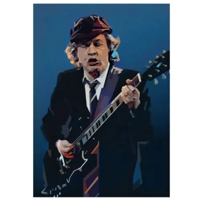 Angus Young AC DC Guitarist Artwork Printed on Canvas - Image 3