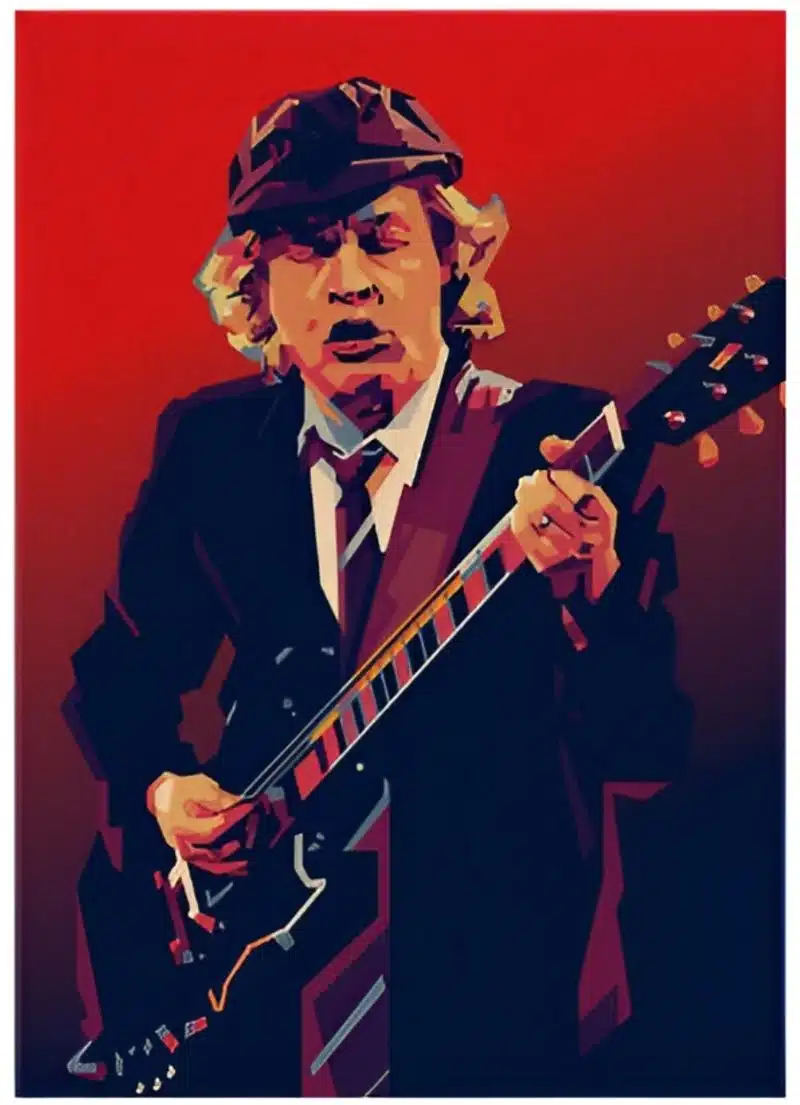 Angus Young AC DC Guitarist Artwork Printed on Canvas