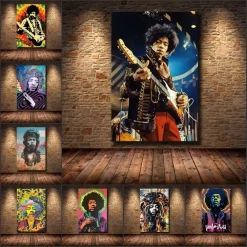 Colorful Artworks of Jimi Hendrix Printed on Canvas