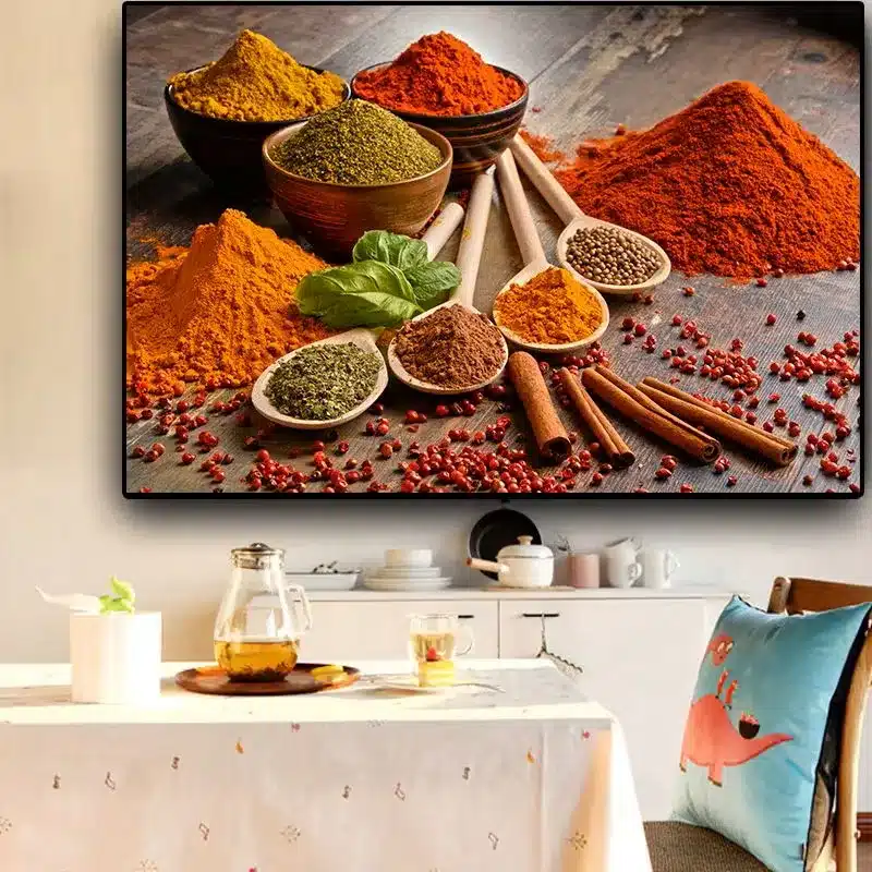 Colorful Spices Grains Kitchen Picture Printed on Canvas