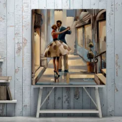 Couple Dancing Painting Printed on Canvas