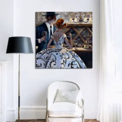Couple at the Bar Painting Printed on Canvas