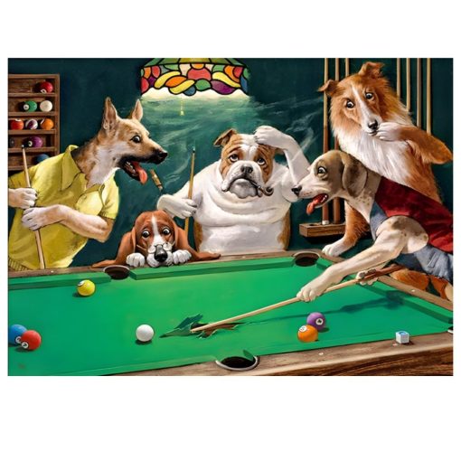 Dogs Playing Billiard and 3