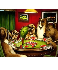 Dogs Playing Billiard and 8