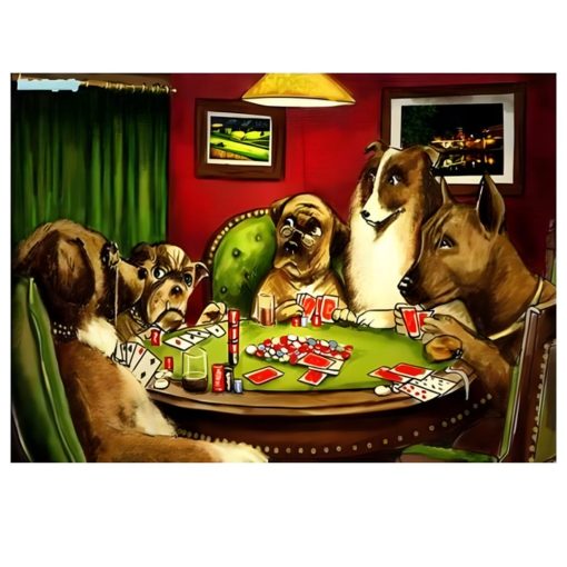 Dogs Playing Billiard and 8