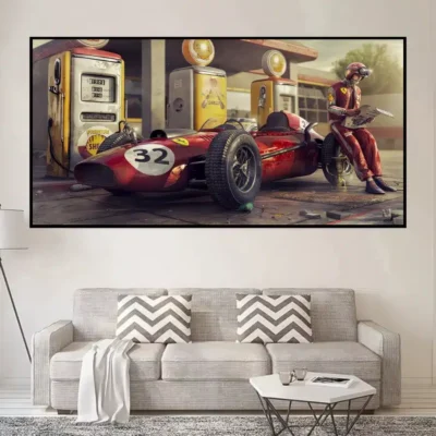 Ferraris F1 Race Car Artwork Printed on Canvas
