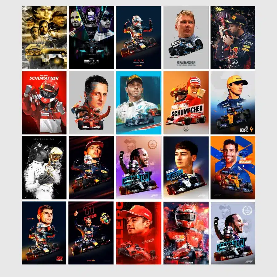 Formula 1 World Champions F1 Paintings Printed on Canvas