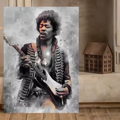 Jimi Hendrix Rock Icon Painting Printed on Canvas