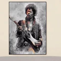 Jimi Hendrix Rock Icon Painting Printed on Canvas