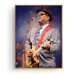 Portrait of Famous Guitarists Printed on Canvas - Image 2