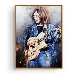 Portrait of Famous Guitarists Printed on Canvas - Image 4
