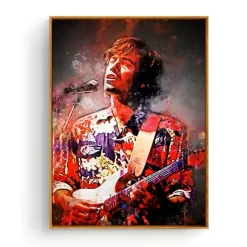 Portrait of Famous Guitarists Printed on Canvas - Image 8