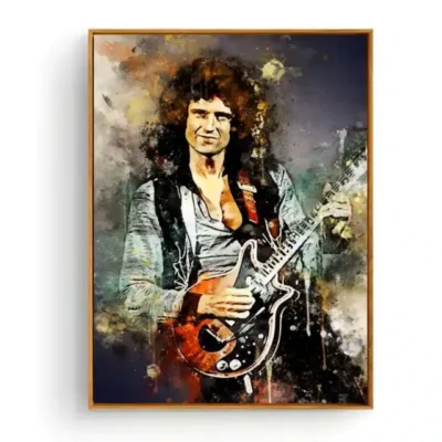 Portrait of Famous Guitarists Printed on Canvas - Image 9