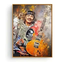 Portrait of Famous Guitarists Printed on Canvas - Image 12
