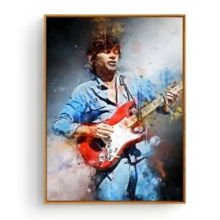 Portrait of Famous Guitarists Printed on Canvas - Image 19