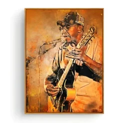 Portrait of Famous Guitarists Printed on Canvas - Image 22