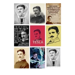Portrait of Nikola Tesla and Artworks Printed On Canvas