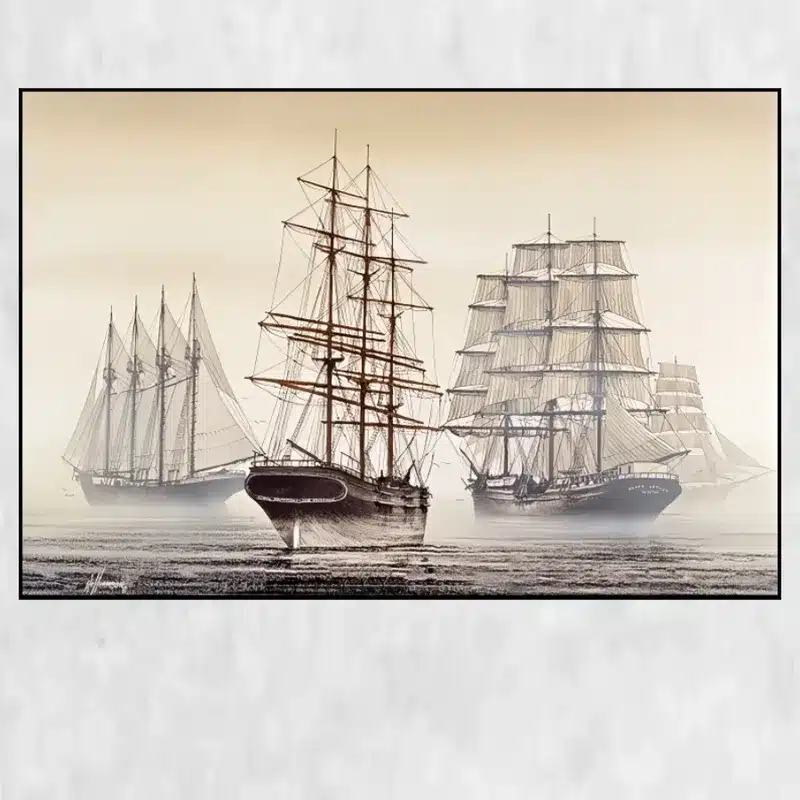 Schooner and Merchant Sailing Ships Artwork Printed on Canvas