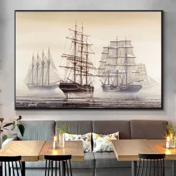 Schooner and Merchant Sailing Ships Artwork Printed on Canvas