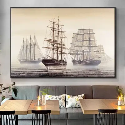 Schooner and Merchant Sailing Ships Artwork Printed on Canvas