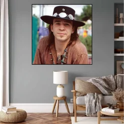 Stevie Ray Vaughan Blues Guitarist Picture Printed on Canvas