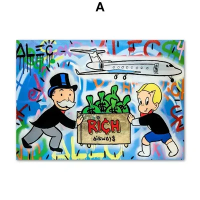 Alec Monopoly Graffiti Artworks Printed on Canvas - Image 2