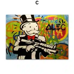 Alec Monopoly Graffiti Artworks Printed on Canvas - Image 4