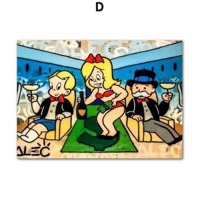 Alec Monopoly Graffiti Artworks Printed on Canvas - Image 5