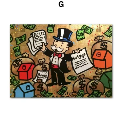 Alec Monopoly Graffiti Artworks Printed on Canvas - Image 8